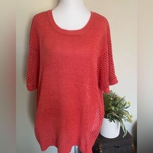 Chico's‎ Vibrant Coral Crew Neck Sweater women size 3